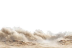 Dynamic desert sandstorm with swirling clouds and dust, capturing the power and intensity of nature's harsh environment. png