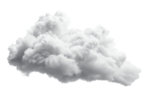 Isolated fluffy white cloud against a transparent background, perfect for design projects and weather-themed visuals. png