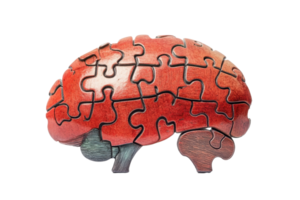 Puzzle piece brain concept symbolizing mental health, neurological challenges, human mind and cognitive science represented visually. png