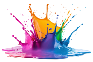Vibrant splash of colorful paint showcasing a dynamic mix of hues. Perfect for creative, artistic, and design-focused projects. png