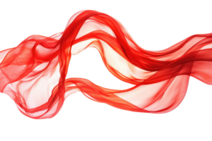 Vibrant red and white flowing silk fabric isolated on transparent background. creating a sense of movement and elegance. png