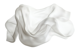 White fabric in motion, creating elegant waves and folds, isolated on a transparent background, perfect for design and creative projects. png