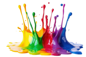 Vibrant splashes of colorful paint create a dynamic and vivid visual effect. Perfect for artistic and creative designs. png