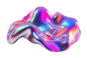 Abstract shiny fluid shape in vibrant colors with metallic texture, ideal for digital backgrounds and modern designs. png