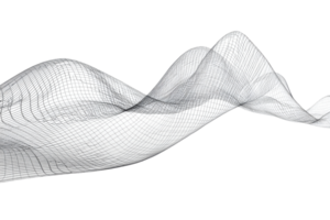Abstract 3D wireframe wave pattern in black and white with a dynamic landscape, ideal for tech background, design, and futuristic concepts. png