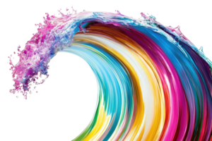 Vibrant and colorful abstract wave with swirls of rainbow hues, perfect for creative projects, digital art, and modern design inspirations. png