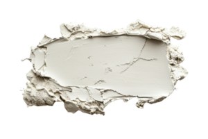 Close-up of white texture smear on transparent background. Textured cosmetic or paint sample for design. Minimalist abstract art concept. png