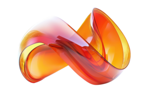 Abstract 3D rendering of fluid, colorful shape with a vibrant gradient of orange and red hues, perfect for modern graphic designs and backgrounds. png