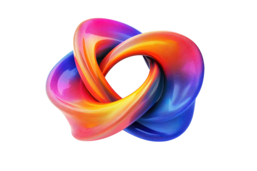Abstract vibrant multicolor infinity shape, 3D rendering for design concepts, creativity and digital art projects. png