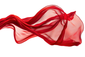 Flowing red fabric isolated on transparent background. abstract and elegant soft textile. Perfect for creative and artistic projects. png