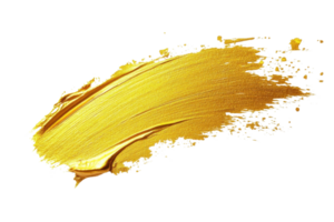 Golden brush stroke on a transparent background. Perfect for art, design, and creativity themes in various projects. png