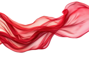 Flowing red fabric against a transparent background. capturing an elegant and fluid movement perfect for artistic and design applications. png