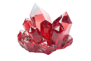 High-quality image of a stunning red crystal cluster. Perfect for geology, mineralogy, or gemology projects and presentations. png