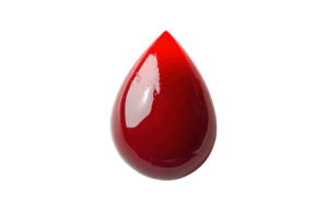 Close-up of a red blood drop on a transparent background. Perfect for medical, healthcare, and donation concepts in stock photography. png