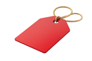 Red price tag with string isolated on transparent background. ideal for promotions, sales, and discounts in retail and marketing. png