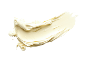Close-up of a smooth cream smear on a transparent background. showcasing its rich texture and consistency, perfect for beauty and skincare themes. png