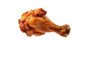 detailopname van een krokant gebakken kip trommelstok geïsoleerd Aan een transparant achtergrond. presentatie van heerlijk goudbruine textuur. png