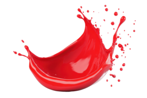 Dynamic splash of vibrant red paint captured mid-air, isolated on transparent background. symbolizing creativity and artistic expression. png