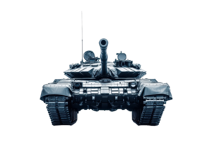 Front view of a modern army tank isolated on a transparent background. showcasing powerful military machinery and advanced engineering. png