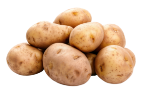 Close-up image of fresh, whole potatoes isolated on a transparent background. Perfect for use in food blogs, recipes, and culinary design projects. png