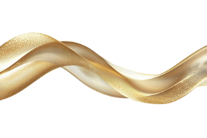 Elegant golden ribbon twisted into a flowing, wave-like shape, isolated on a transparent background. Ideal for luxury-themed designs and decorations. png