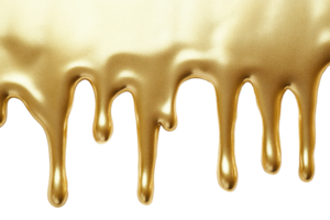 Golden liquid dripping on a transparent background. creating a luxurious and elegant visual effect perfect for design and decoration. png