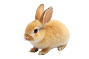 Adorable close-up of a fluffy baby rabbit with soft fur, perfect for Easter or animal-themed content. png