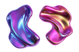 Abstract 3D render of colorful, amorphous shapes with a glossy, metallic finish. Futuristic digital art concept. png
