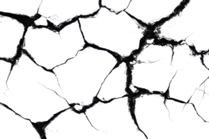 Abstract image of complex black cracks on a transparent background. symbolizing fracture, damage, or destruction, perfect for visual effects. png