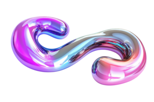Vibrant abstract 3D metallic shape in pink and blue hues. Perfect for futuristic, creative, or dynamic design projects. png