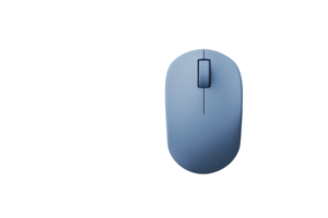 Blue wireless computer mouse isolated on a transparent background. Perfect for technology, office, or computer-related themes and projects. png