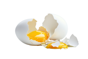 Close-up image of broken eggs with yolk and egg white. Perfect for cooking, baking, and nutrition-related visuals. png