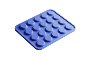 Blue sensory pop it toy used for stress relief and focus, designed with an array of bubbles to press and pop repeatedly for tactile stimulation. png