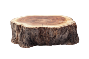 High-resolution image of a tree stump with rustic bark and smooth wood texture, perfect for nature or outdoor themed projects. png