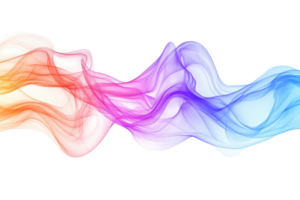 Vibrant smoke waves in gradient colors flowing across. Abstract light effects for backgrounds and creative design in multiple hues. png