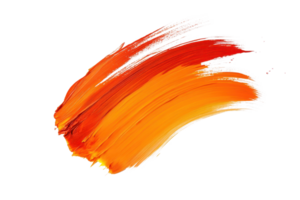 Vivid brushstroke of red and orange paint on transparent background. Artistic, abstract design perfect for creative projects and digital art. png