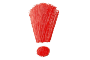 Red exclamation mark on a transparent background, bold and striking punctuation symbol ideal for attention and emphasis in communication. png