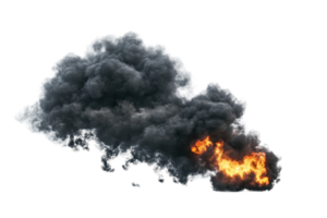 A dramatic cloud of dark smoke and flames, indicating a fire or explosion. High-resolution image ideal for emergency or disaster-themed content. png