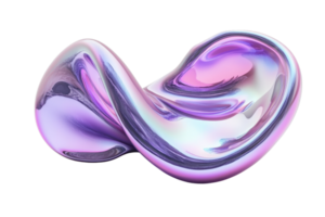 Abstract metallic shape with smooth curves in vibrant pink and purple tones, perfect for digital art and design projects. png