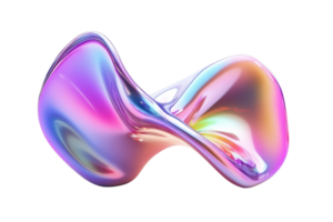 Abstract iridescent fluid shape with vibrant color gradient, perfect for modern design, futuristic art, and creative backgrounds. png