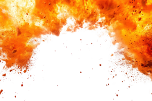 A dynamic explosion burst of fire and flames with a vibrant, intense display of energy and power against a dark background. png