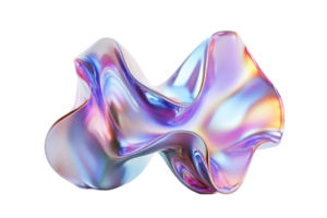 Abstract fluid shape with shiny, metallic colors, resembling a futuristic sculpture or artwork. Perfect for modern design and creative projects. png