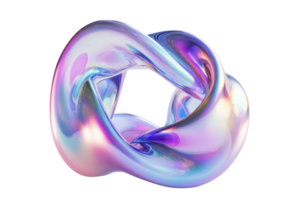 Abstract iridescent twisted shape with glossy surface, perfect for modern design concepts and tech backgrounds. png