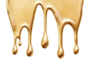 Close-up of golden liquid dripping in a smooth flow, offering a visually rich and luxurious texture for design use. png