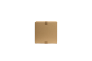 A plain brown cardboard box isolated on a transparent background. Ideal for shipping, packaging, delivery, or storage concepts. png