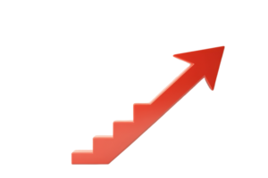 Red arrow staircase symbolizing growth, success, and progress. Ideal for business, finance, and development concepts. png