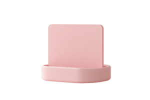 Modern pink phone stand with rounded edges, suitable for home, office, or desk use. Sleek design and functional accessory for holding phones. png
