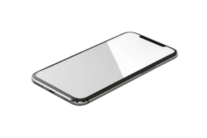 Modern smartphone with blank screen on transparent background. Minimalistic design and high-quality device for communication and entertainment. png