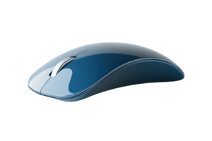 Sleek blue wireless computer mouse on a transparent background. Modern design for office or home workspaces, ensuring comfort and efficiency. png