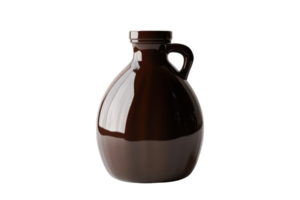 A simple, dark brown ceramic jug with a handle, isolated on a transparent background. Perfect for home decor or antique collections. png